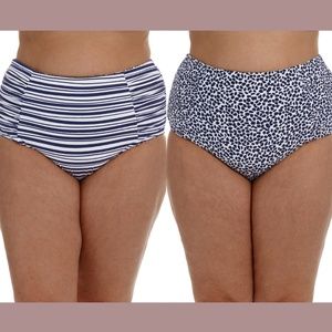 NEW‎ La Blanca [ 20W ] Apulia Reversible High Waist Bikini Bottoms Indigo
